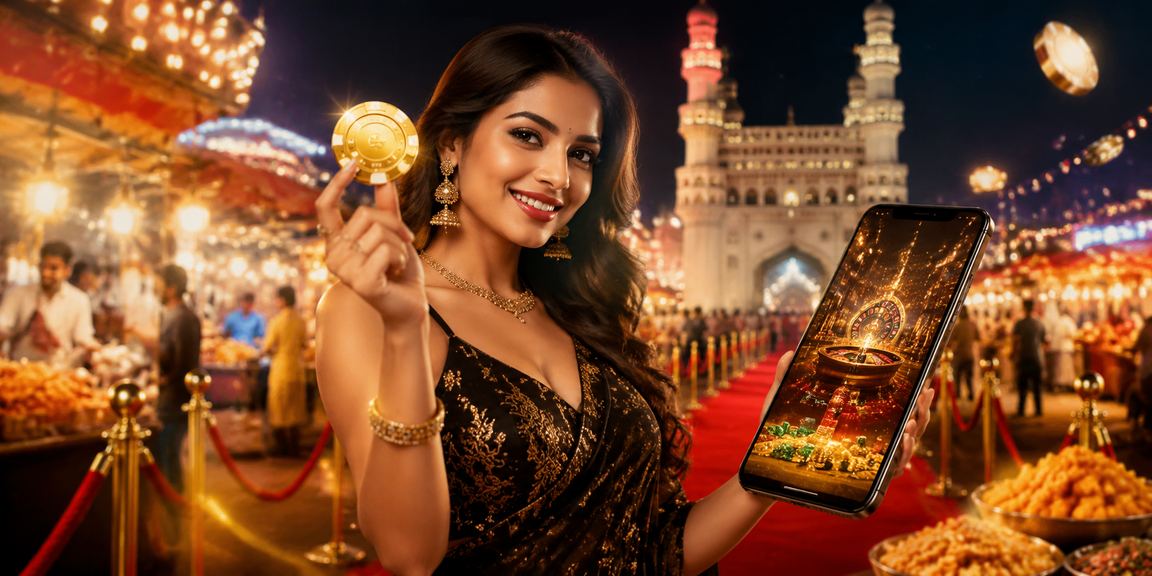 Night market scene in Hyderabad with sports betting and casino players
